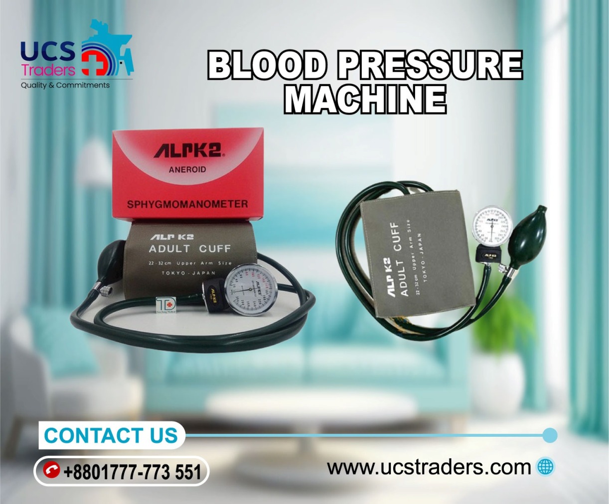 ALPK2 Japan Blood Pressure Monitor Aneroid Sphygmomanometer - Analog BP Machine Set With Stethoscope mahine-premier quality