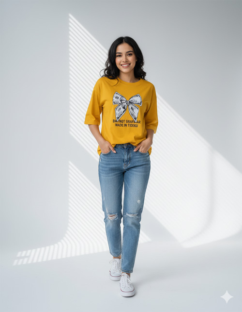 Ladies Drop Shoulder T- Shirt Premium Quality