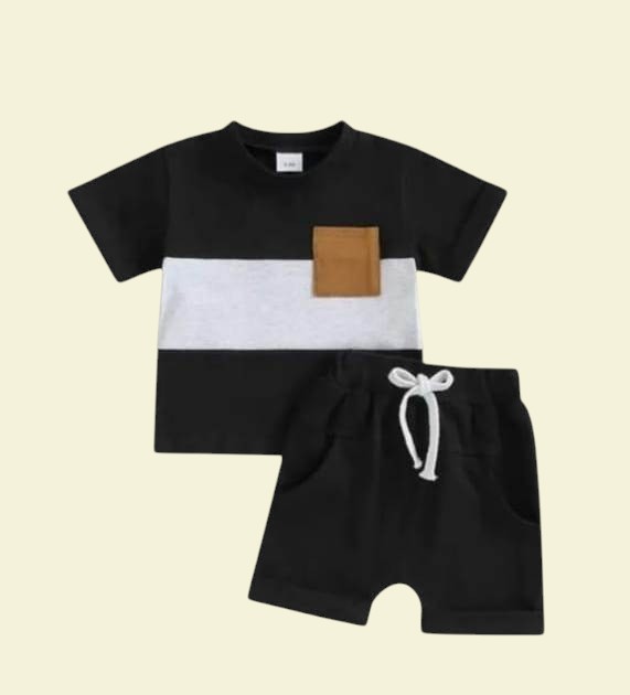 Baby Kids Girls/Boy T-Shirt Set-Black Whit Dress