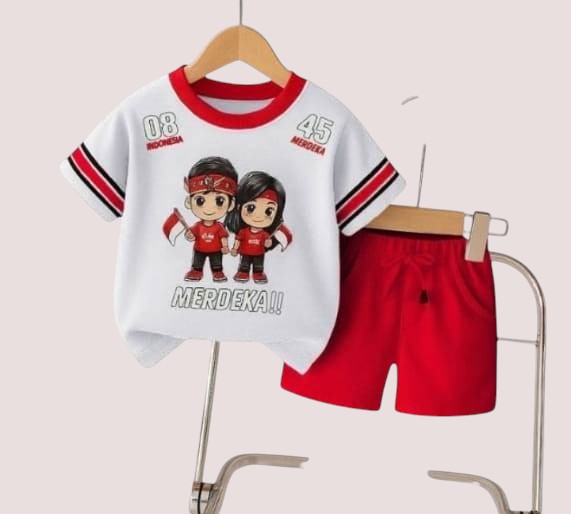 Baby Kids Girls/Boy T-Shirt Set-Girls-boy red White