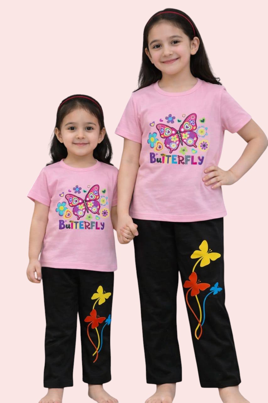 Girls Baby Long Pant Dress Set-Pink Projapoti  Glass Prin