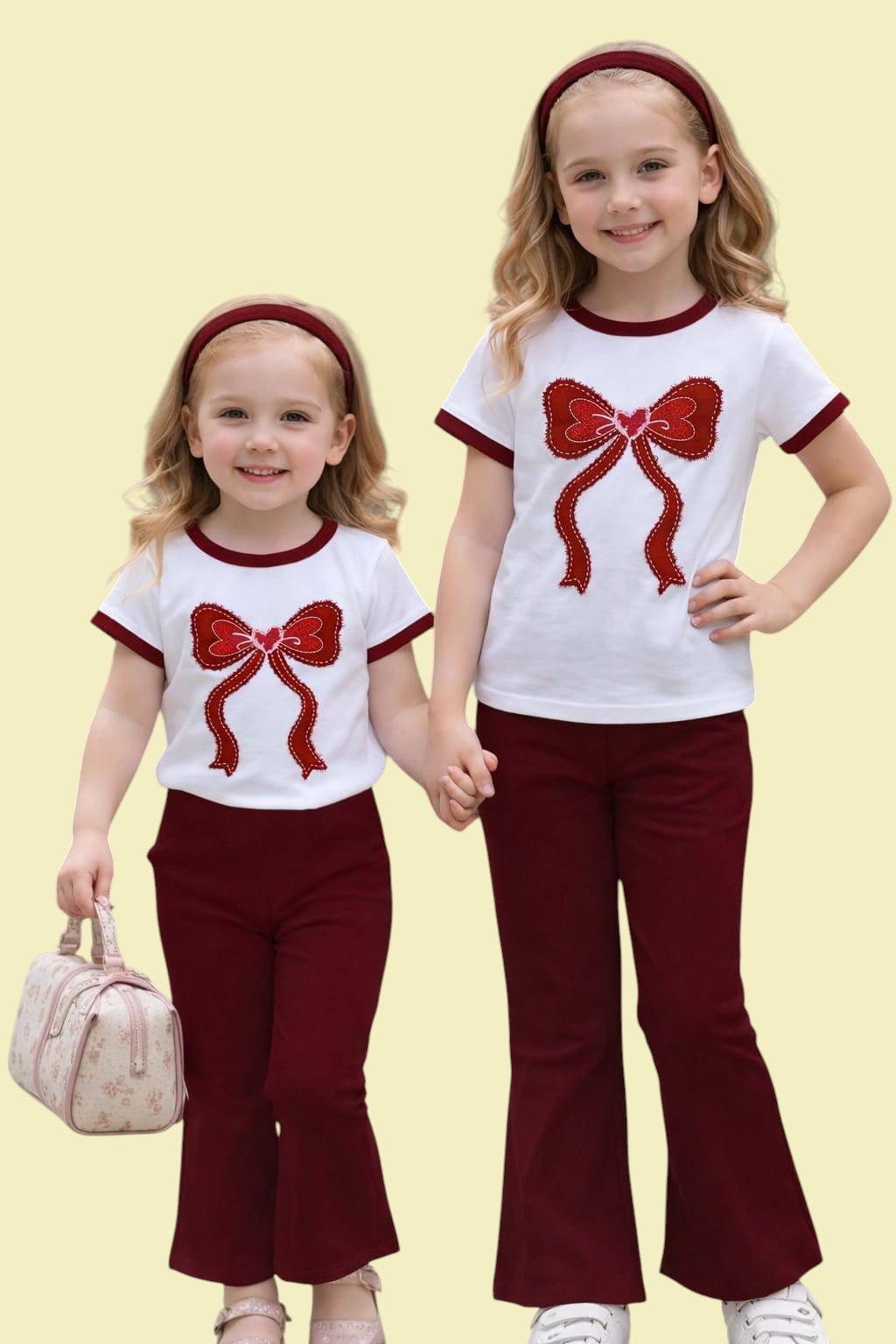 Girls Baby Long Pant Dress Set-White Projapoti Prin